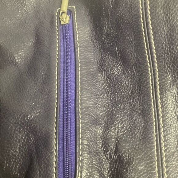 BORSE IN PELLE,Purple/BlueLeather Purse,OrangeSuedeInterior,15X3X8.5,Brand Stamp - Picture 13 of 16